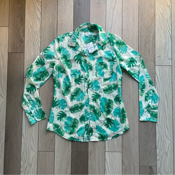 J. Crew Green Leaf Print Men's Shirt - Picture 1 of 4